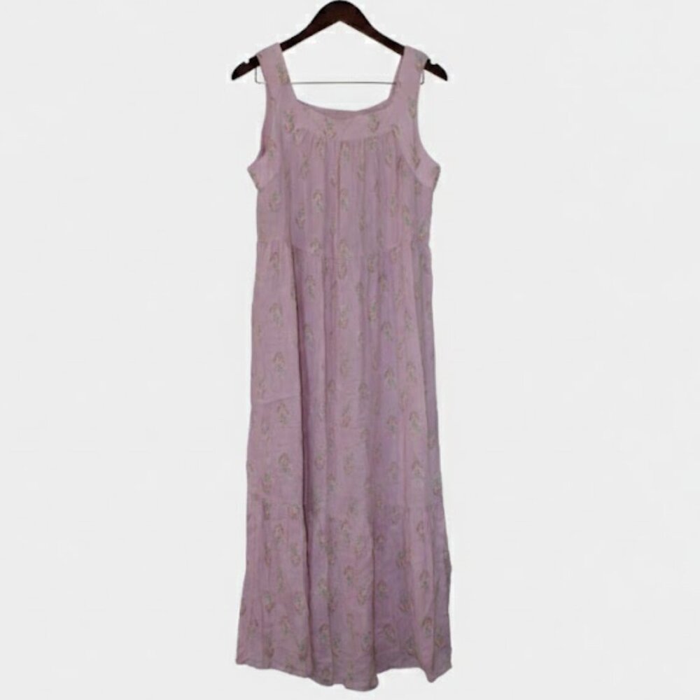 Wonderly floral pink cotton flare maxi dress. Medium